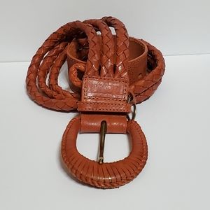 Michael Kors Cognac Leather Braided Belt Sz Small